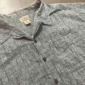 Vintage L.L. Bean men's aztec‎ short sleeve hawiaan button up shirt paisley 90s